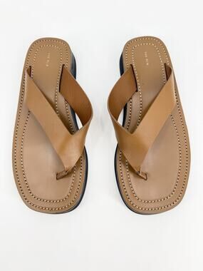 The Row Ginza Sandals Leather Platform Thong Brown Tan Size 40 EU
